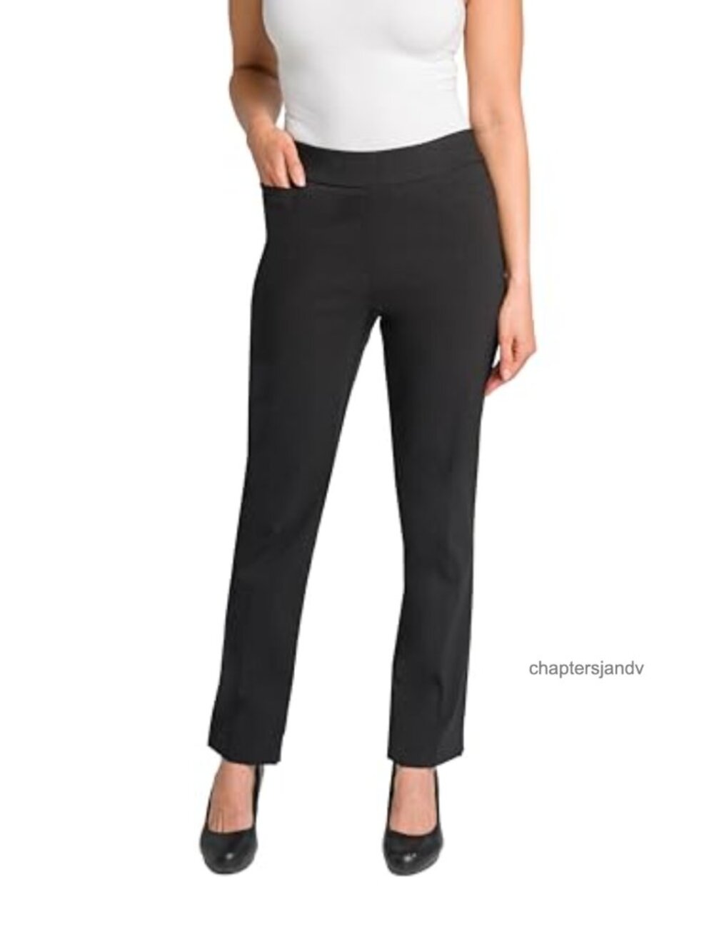 Women's Pull On Straight Leg Dress Pants Stretch Office Slacks